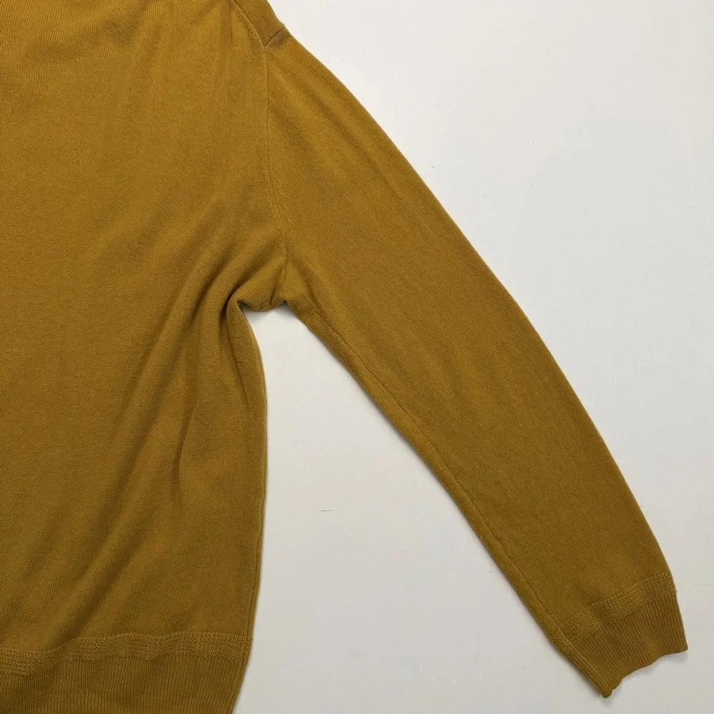 J. Crew 100% Cashmere Sweater Crewneck Elevated Basic Soft Golden Mustard Yellow